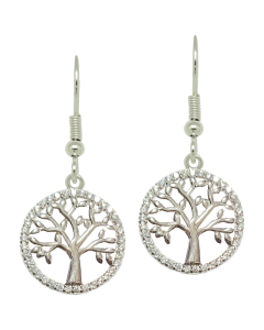 Tree of Life Earrings Sterling Silver and Zircon