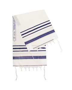 WOOL Classic Tallit / Prayer Shawl - Blue and Silver