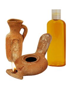 Messianic Clay Oil Lamp Jug and Oil