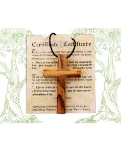 Handmade Natural Olive Wood Cross Pendant Necklace 