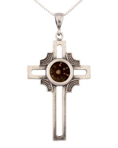 Genuine Widow's Mite Coin of Mark 12:41 in Sterling Silver CROSS Pendant