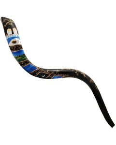 Artistic Yemenite Kudu Shofar By Sarit Romano - The Six Days of Creation and The Sabbath Rest
