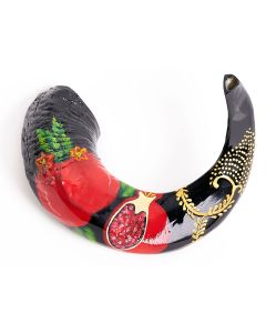Pomegranates decorate Ram's Shofar by Sarit Romano
