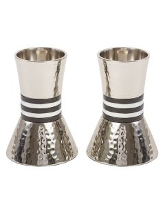 Yair Emanuel Nickel Candlesticks - Hammered Finish - Black