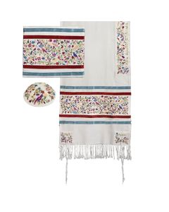 Yair Emanuel 'Four Mothers' Embroidered Raw Silk Prayer Shawl / Tallit Set - Multicolored 