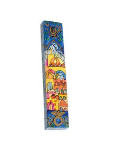 Yair Emanuel | Hand-painted Wooden Mezuzah | Jerusalem on Levels