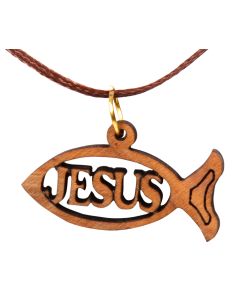 Jesus Fish Olive Wood Pendant