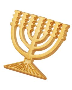 Menorah Lapel Pin Badge Gold Colored