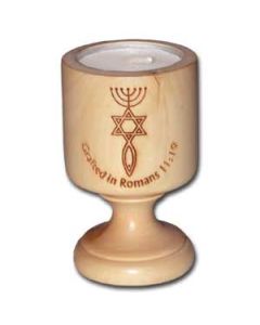 Olive Wood Candlestick Messianic