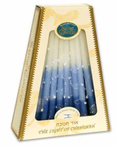 Handmade Hanukkah Candles, Blue and White, Box of 45