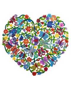 Laser Cut Hand Painted Heart with Butterflies  Heart 