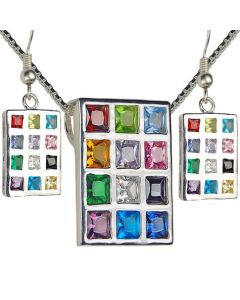 Hoshen pendant earring set - sterling silver