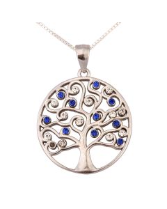 'Tree of Life' with Colored CZ stones - Sterling Silver Pendant 