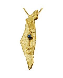 Land of Israel 14Kt Gold Sapphire Pendant 