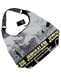 Kotel - Western Wall Canvas Hobo Bag - Jerusalem - Gold Foil - Zipper