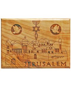 Olive Wood Magnet - Jerusalem Messianic