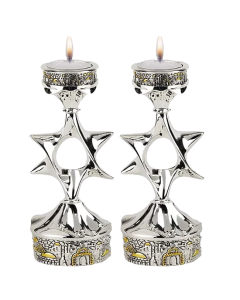 Star of David Candlesticks - 925 electroformed silver