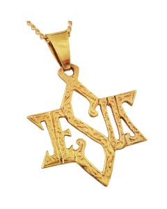 Jesus Star of David 14kt Gold Pendant