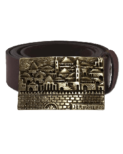 Leather Belt with Jerusalem Belt Buckle