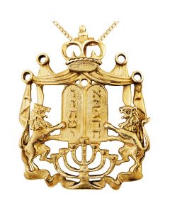 Lion of Judah 14kt Gold Menorah Ten Commandments Crown Pendant