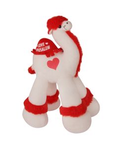 Stuffed Camel with 'I Love Jerusalem' Saddle and Heart - Red