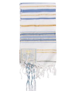 'Grafted In' Messianic Prayer Shawl Tallit - Light Blue and Gold