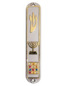 Mezuzah with Hoshen and Menorah