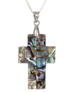 Abalone mother of pearl cross pendant