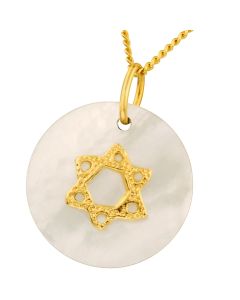 Gold Fill Star of David on Mother of Pearl Pendant