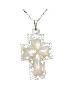 Mother of Pearl Carved Cross Pendant