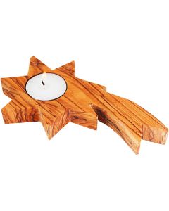 Star of Bethlehem Olive Wood Candle Holder