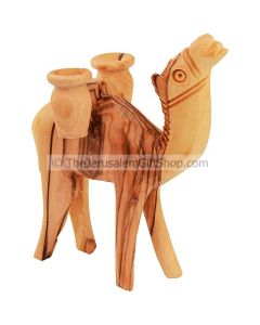 Olive Wood Camel Carrying Two Jars - Made in Bethlehem