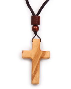 1.5 Inch Olive Wood Cross Necklace – Handcrafted Christian Pendant with Cotton Cord – Small Wooden Faith Cross for Car Mirror, Wall, or Gift – Ideal for Church & Home – Gift card Included
