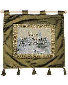 'Pray for the peace of Jerusalem' - Psalm 122:6 - Wall Hanging - Olive Green