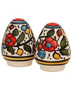 Armenian Ceramic Flowered 'Salt and Pepper' Pots - Handmade in Jerusalem