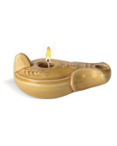 'Light of Jerusalem' Clay Lamp with Scented Candle - light gold