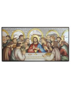 A colorful silver-plated icon of the Last Supper from Jerusalem