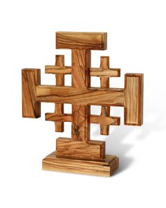 Standing 'Jerusalem Cross' Made in Bethlehem - Olive Wood