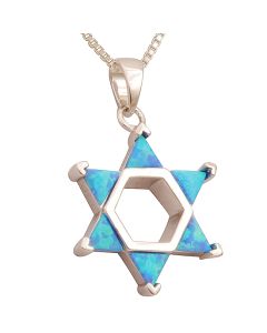 Sterling Silver 'Star of David' Six Deep Opal Pendant