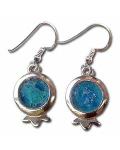 Sterling Silver Roman Glass Pomegranate Earrings | Unique Handmade Jewelry