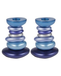 Yair Emanuel 'Stone Tower' Anodized Aluminum Candlesticks - Blue