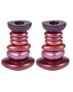 Yair Emanuel 'Stone Tower' Anodized Aluminum Candlesticks - Maroon