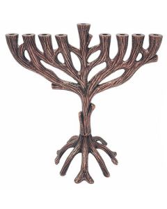 Tree Of Life hanukkah Menorah - Brass Colour
