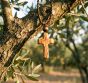 1.5 Inch Olive Wood Cross Necklace – Handcrafted Christian Pendant with Cotton Cord – Small Wooden Faith Cross for Car Mirror, Wall, or Gift – Ideal for Church & Home – Gift card Included