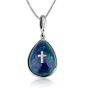 Cross Pendant - 925 Sterling Silver with Azurite Stone
