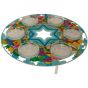 Passover Seder Plate with English and Hebrew wording and glass cups for the Passover ingredients