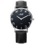 'Adi Watch' Aleph-Bet Hebrew Numerals - Stainless Steel - Black Face and Leather Strap - Made in Israel