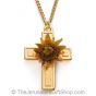The Rose of Bethlehem Gold Cross Necklace - open
