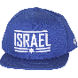 100% cotton snapback hat. Embroidered across the front is "Israel". A blue cap with white writing.