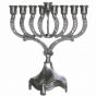 Chanukah Menorah with Flowers Pewter Plated.
